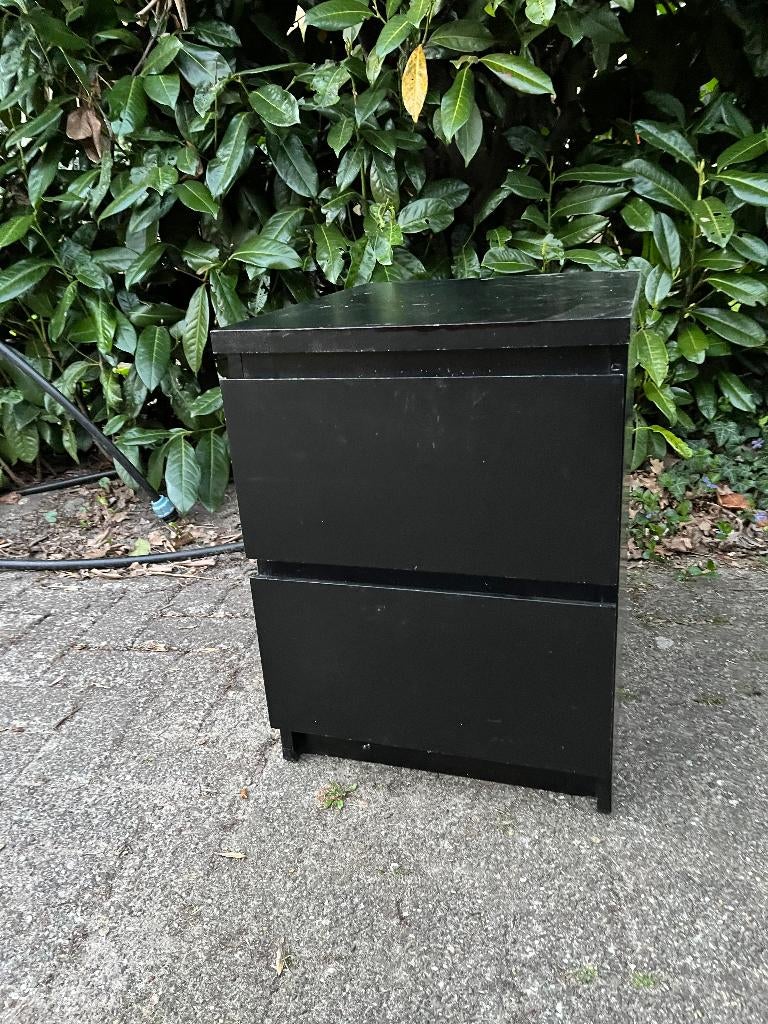nachtkast malm ikea 1 zwart kastje 2 laden, Ophalen, Gebruikt, 5 laden of meer, 50 tot 100 cm
