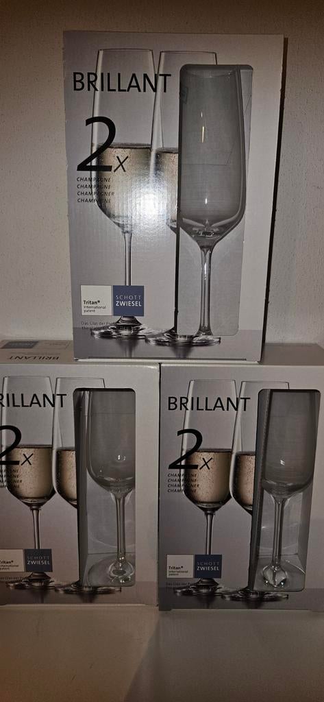 6 champagneglazen glazen Schott Zwiesel voor maar € 20,00, Ophalen of Verzenden, Nieuw, Overige typen