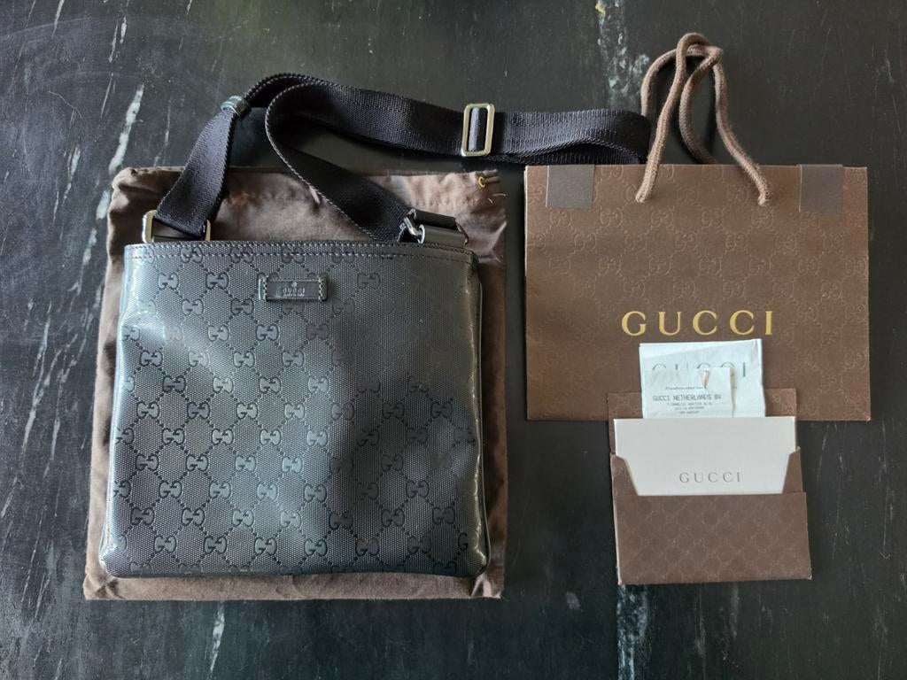 Gucci GG imprime messenger bag, Sieraden, Tassen en Uiterlijk, Tassen | Schoudertassen, Ophalen, Zo goed als nieuw, Zwart