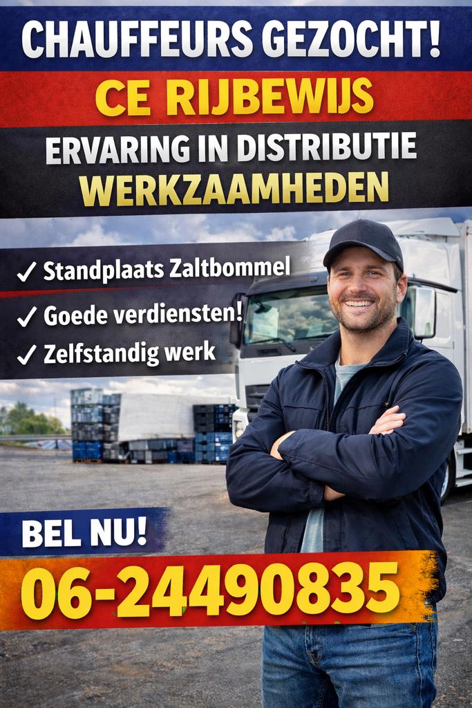 ZZP CHAUFFEURS GEZOCHT – RIJBEWIJS C Zaltbommel, Vacatures, 33 - 40 uur, Overige niveaus, Starter, Overige vormen