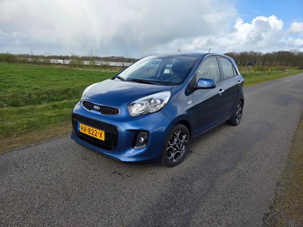 Kia Picanto 1.0 Cvvt 5-DRS 2016 Blauw, Euro 5, Blauw, Leder en Stof, Origineel Nederlands