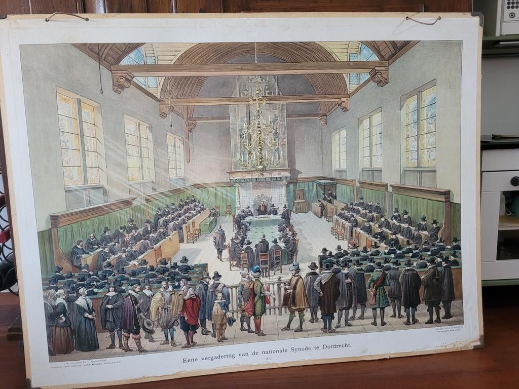 Schoolplaat Synode van Dordrecht J.B. Wolters, Ophalen