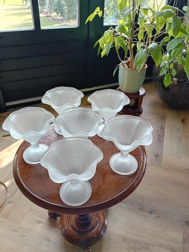 Melkglazen ijscoupes 6x, Verzamelen, Ophalen, Zo goed als nieuw, Overige typen