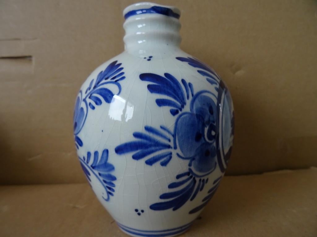 Delfts blauw vaasje kannetje met molen 13cm Delfts Holland, Ophalen of Verzenden