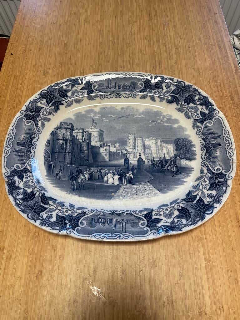 Antieke Windsor Castle grote serveerschaal - Old England, Antiek en Kunst, Antiek | Porselein, Ophalen of Verzenden
