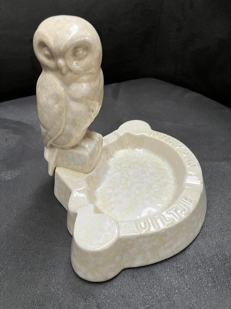 Mooie vintage plateel asbak van Uiltje sigaren, Antiek en Kunst, Ophalen of Verzenden