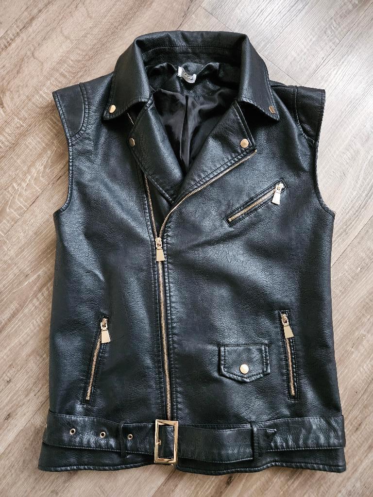 Bodywarmer gilet nep leer zwart Loavies L bijna nieuw, Zwart, Maat 42/44 (L), Ophalen of Verzenden, Loavies