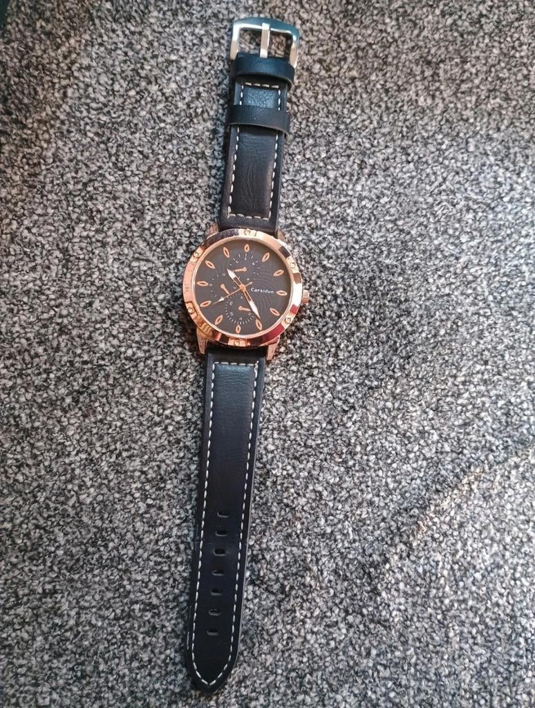 Carsidun Horloge Donkerblauw met Roségoud, Sieraden, Tassen en Uiterlijk, Horloges | Heren, Overige merken, Overige materialen