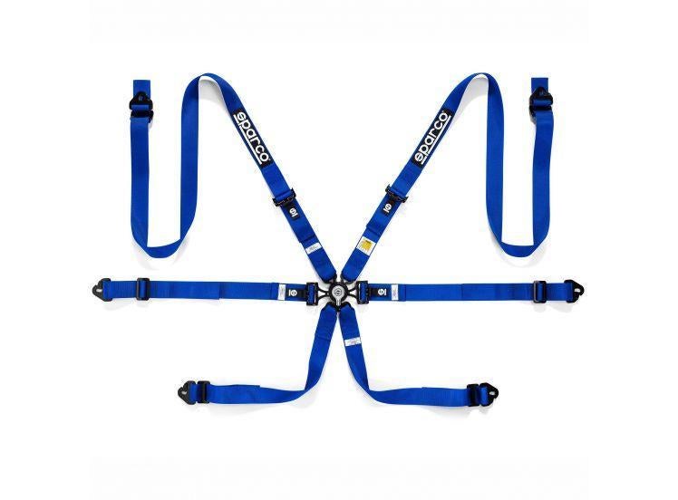 Sparco 6-punts gordel FIA HANS Blauw zwart rood, Auto diversen, Tuning en Styling, Ophalen of Verzenden