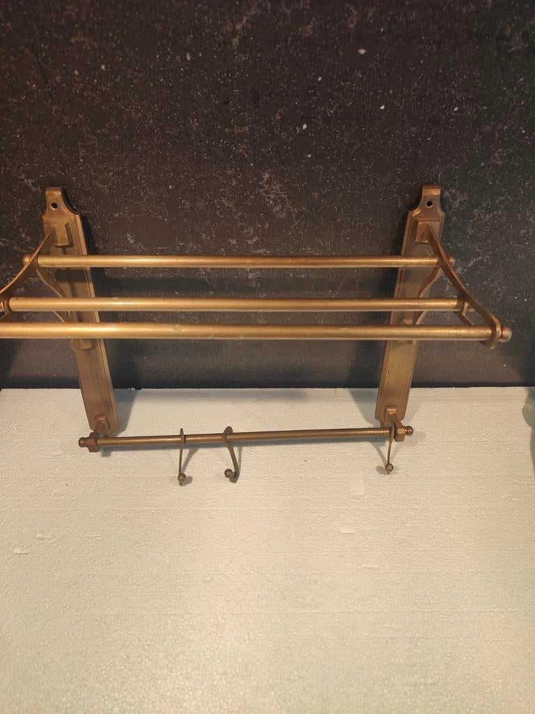 Koperen Treinkapstok met 3 Haken - Vintage Stijl, Wandkapstok, Gebruikt, Ophalen of Verzenden, Minder dan 100 cm