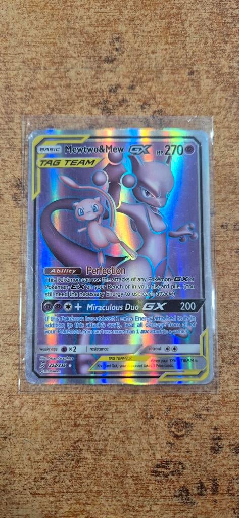 Pokemon kaart Mewtwo & Mew GX 222/236, Ophalen of Verzenden, Zo goed als nieuw
