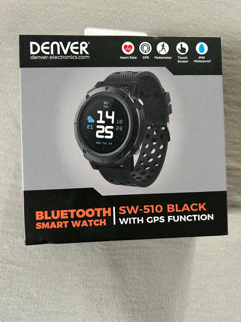 Denver SW-510 Smartwatch met GPS - Jouw Ultieme Sportmaatje!, Ophalen of Verzenden, Waterdicht, Nieuw, Zwart