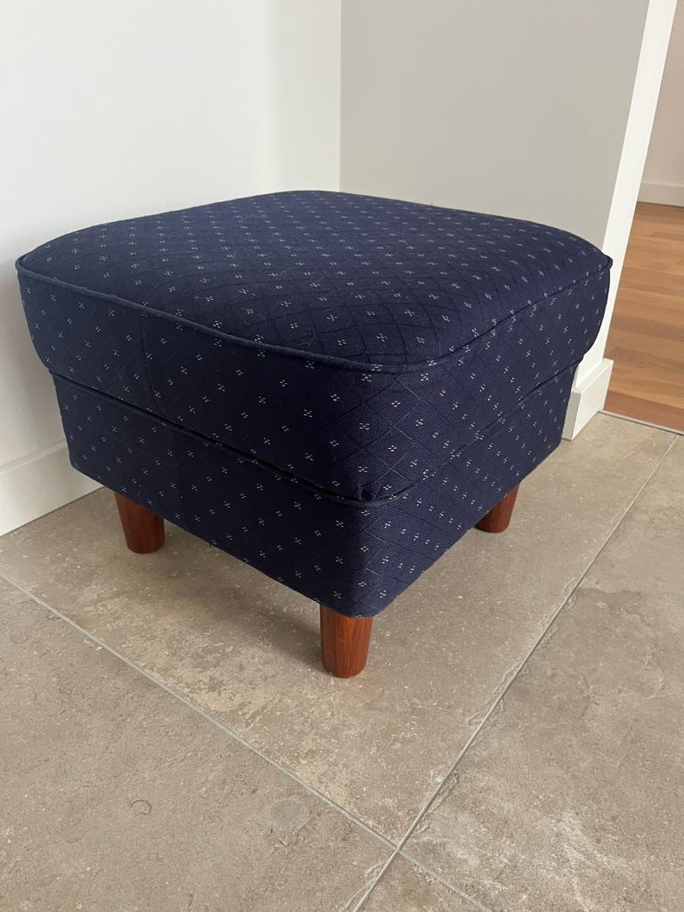 Blauwe poef Engelse stijl, Ophalen, Minder dan 50 cm, Vierkant, Minder dan 50 cm