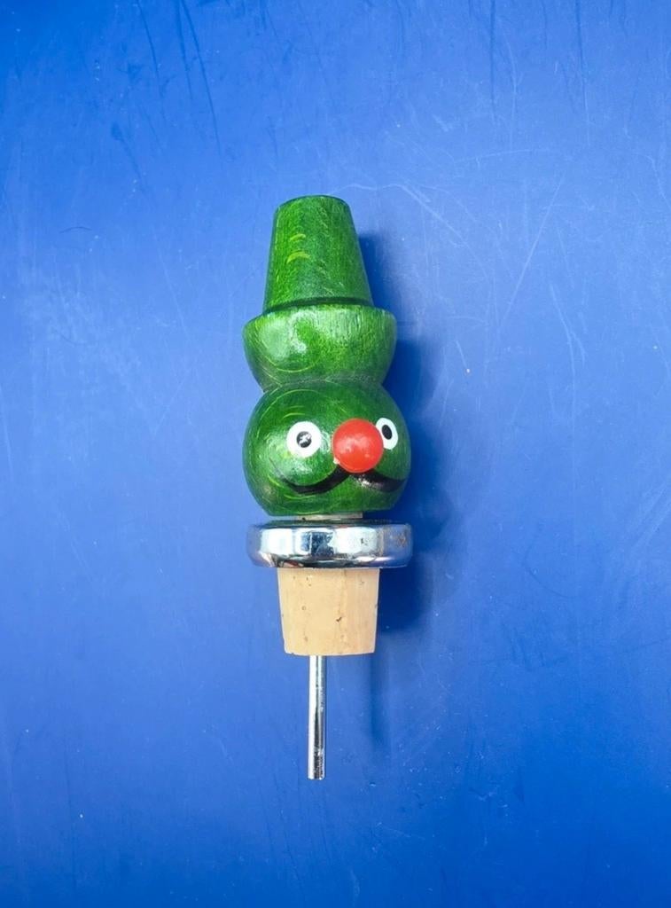 Flessenstop / schenker met houten figuur, Ophalen of Verzenden