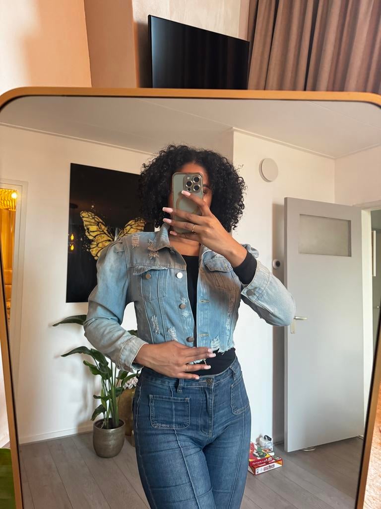 Granado Ripped denim jas met ballon mouwen - Maat M, Maat 38/40 (M), Granado, Blauw, Nieuw