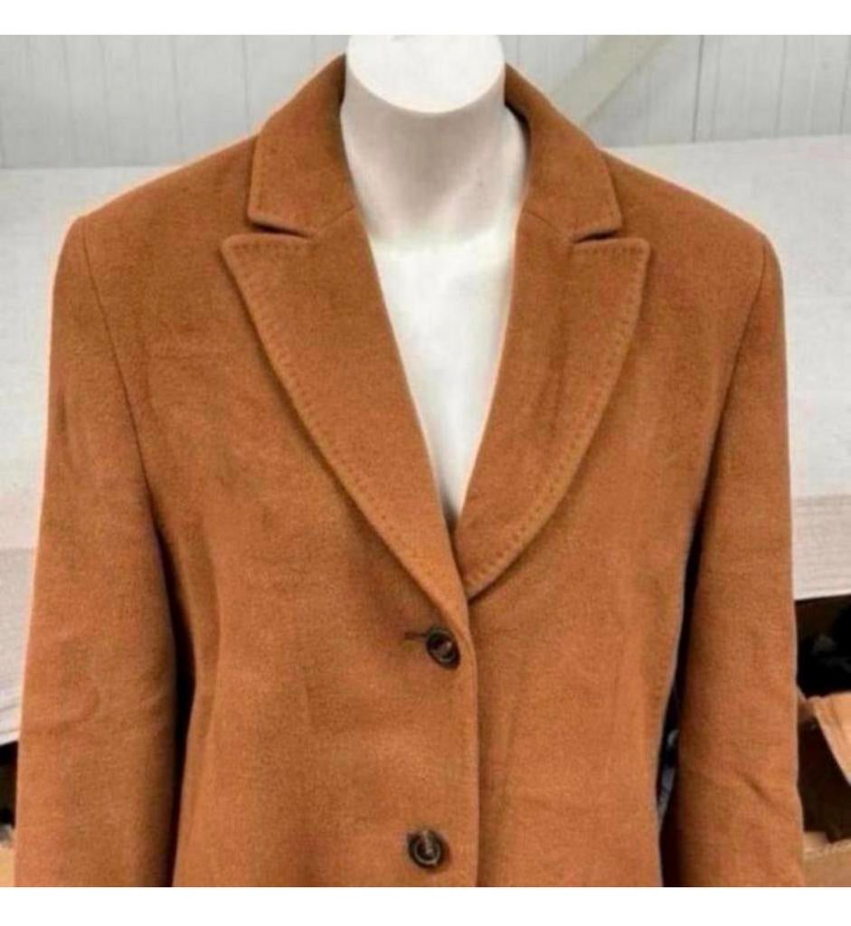 Vintage Trench Coat - Jobis Luxury angora-mohair wol jas L, Bruin, Maat 42/44 (L), Ophalen of Verzenden, Zo goed als nieuw