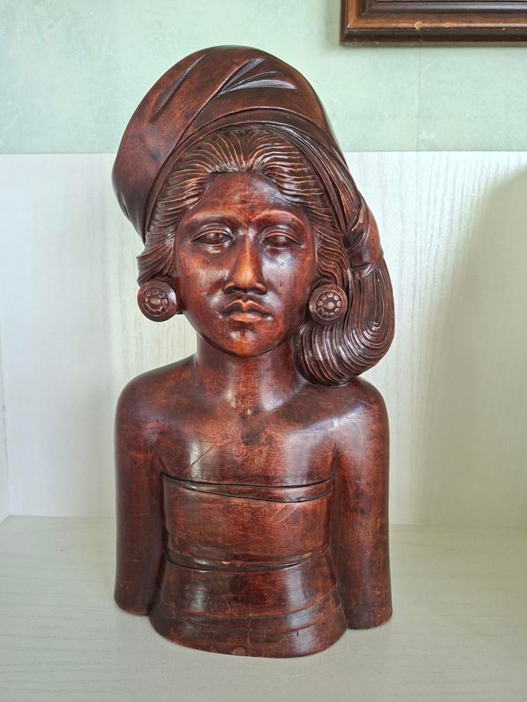 FRAAI! Oude buste Balinese schone/ houtsnijwerk/ jaren '50, Ophalen of Verzenden