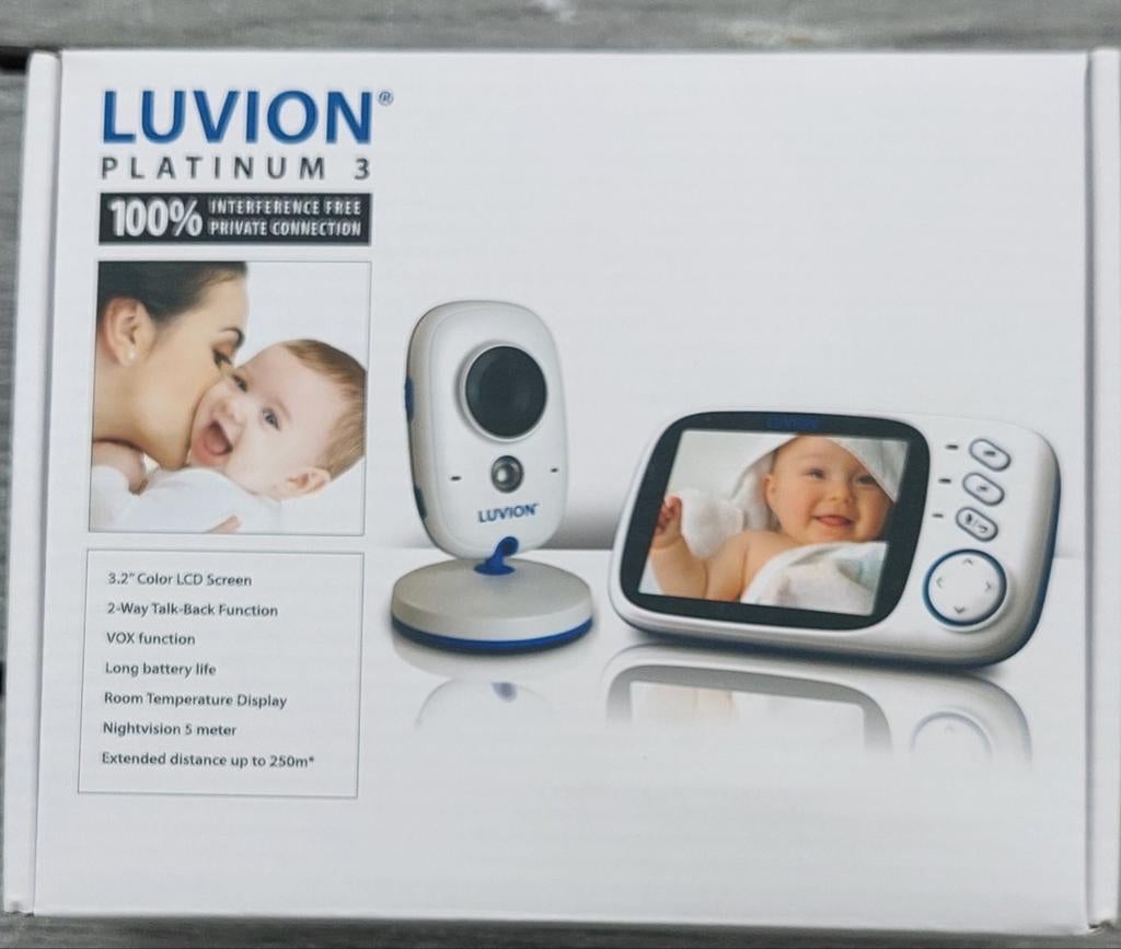Luvion Platinum 3 babyfoon, wit, Kinderen en Baby's, Babyfoons, Ophalen of Verzenden, 250 meter of meer, Terugspreekfunctie