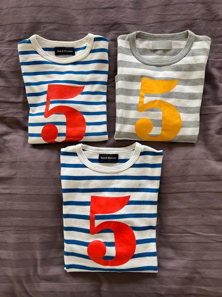 Verjaarstrui, cijfer trui, sweater 5 jaar, Bob & Blossom (3x, Kinderen en Baby's, Kinderkleding | Maat 116, Zo goed als nieuw