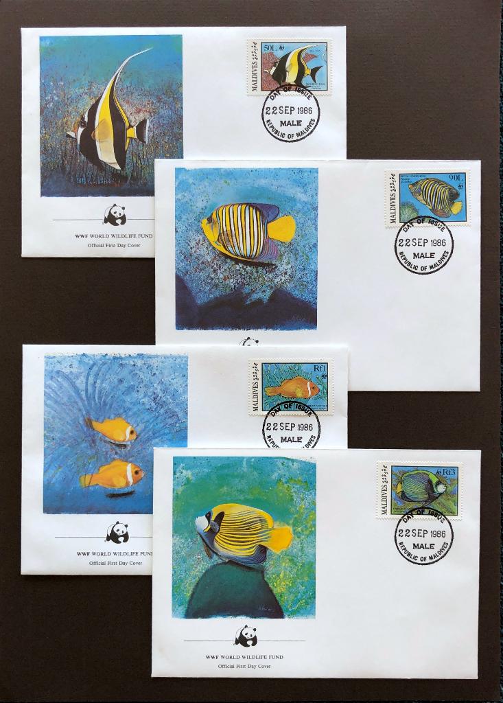 WWF WNF Malediven 1986 FDC Vissen, Ophalen of Verzenden, Onbeschreven, Rest van de wereld
