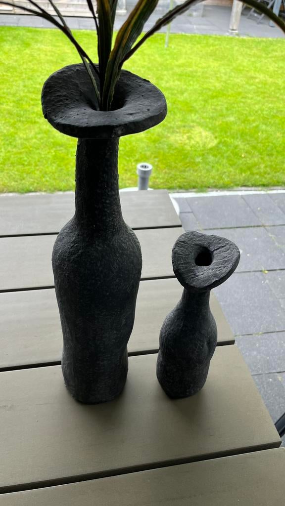 Zwarte beronlook decoratie vazen, Ophalen, Zwart, Minder dan 50 cm, Glas