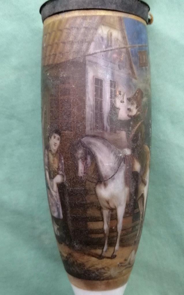 Antieke porseleinen pijpenkop met voorstelling, etc., Ophalen of Verzenden, Gebruikt, (Water)pijp