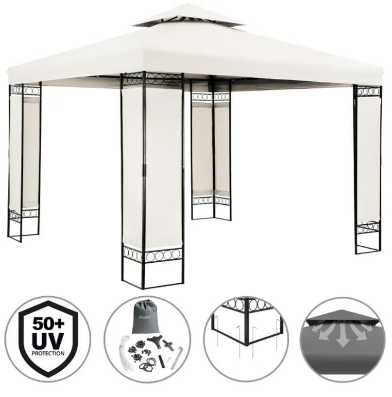 Paviljoen 3x3, partytent prieel crème GRATIS BEZORGD!, Verzenden, Minder dan 4 meter, Nieuw, Paviljoen