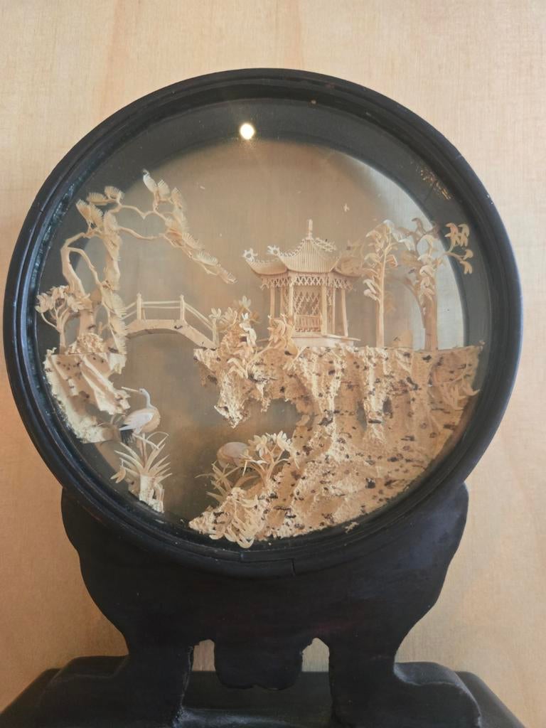 Diorama kurk snijwerk chinees, Ophalen of Verzenden