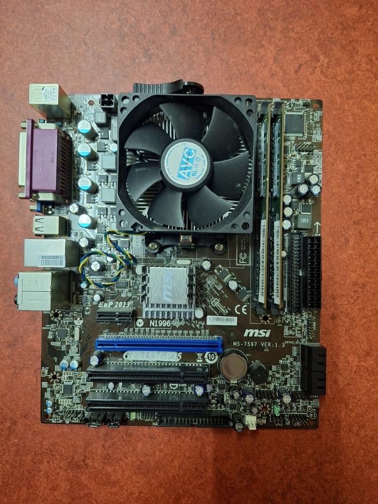 MSI AM3 moederbord + phenom II X2 + 4GB DDR3, Gebruikt, DDR3, Ophalen of Verzenden, Micro-ATX