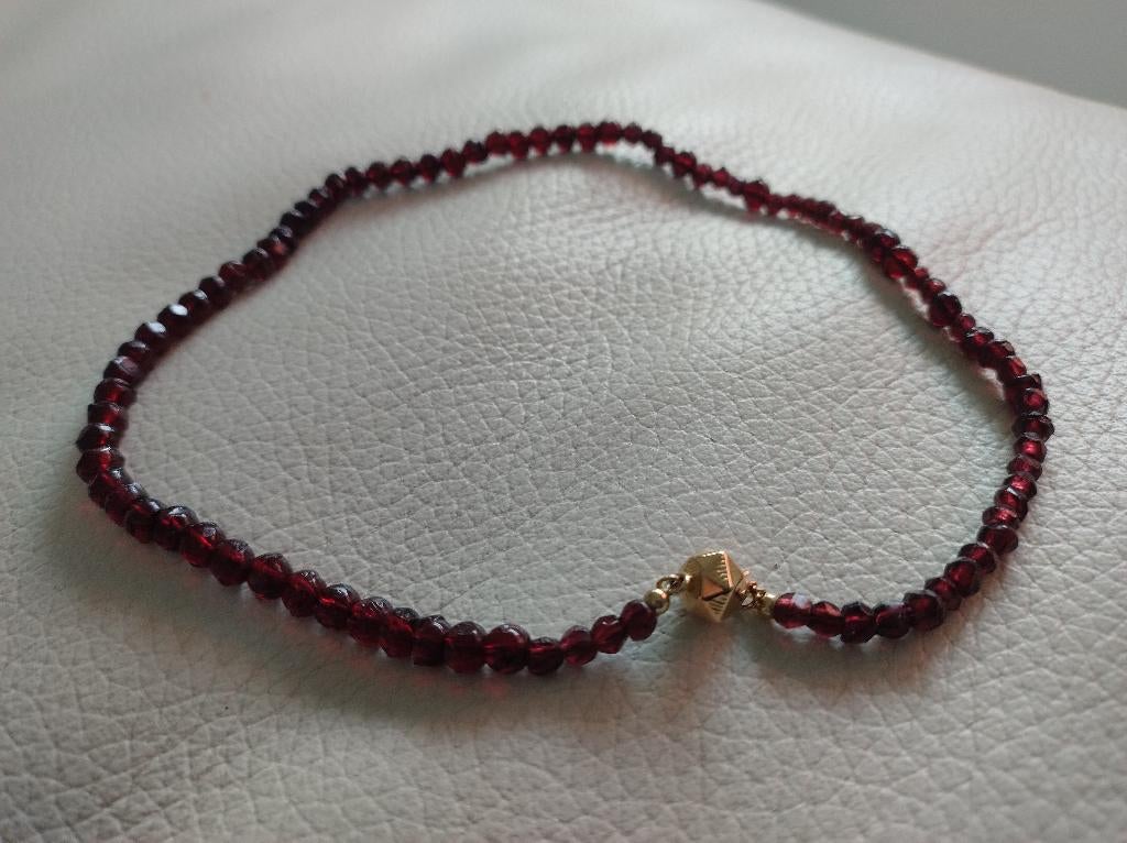 Granaten ketting met gouden slot, Sieraden, Tassen en Uiterlijk, Antieke sieraden, Verzenden, Goud, Ketting