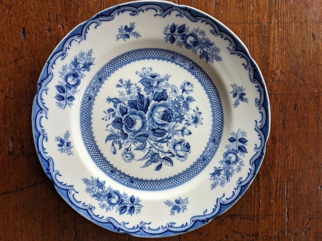 Vintage Blue Rose bord, Ophalen of Verzenden