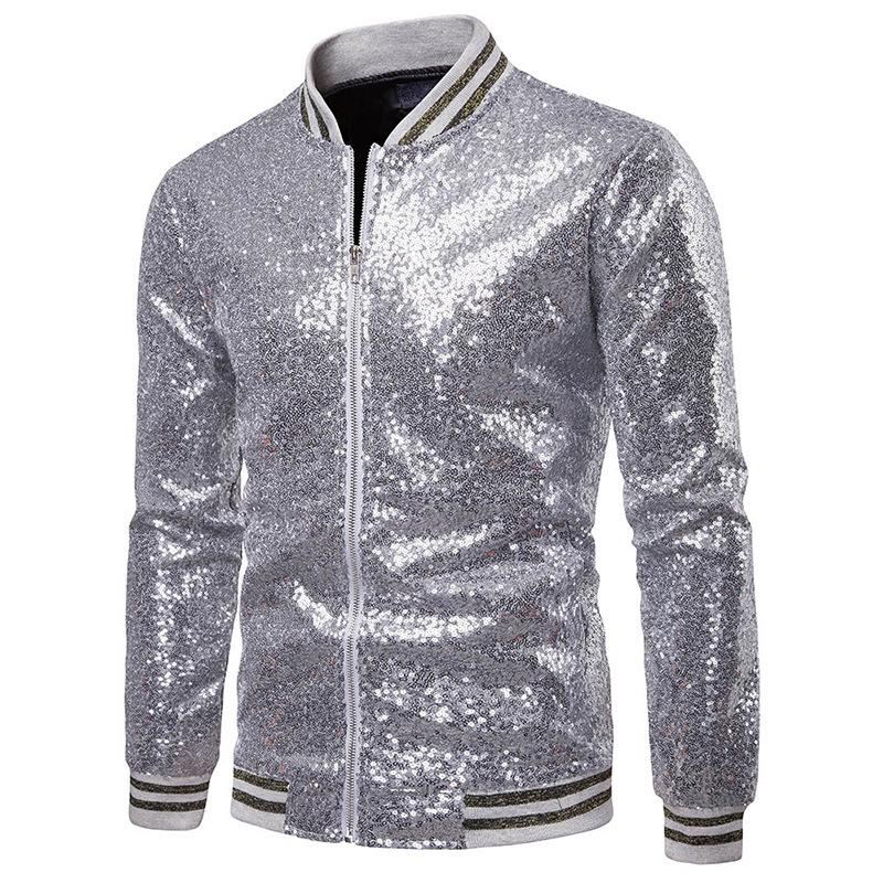 Heren zilveren glitter baseball jas jack zomerjas glimmende, Kleding | Heren, Verzenden, Nieuw, Overige maten, Overige kleuren