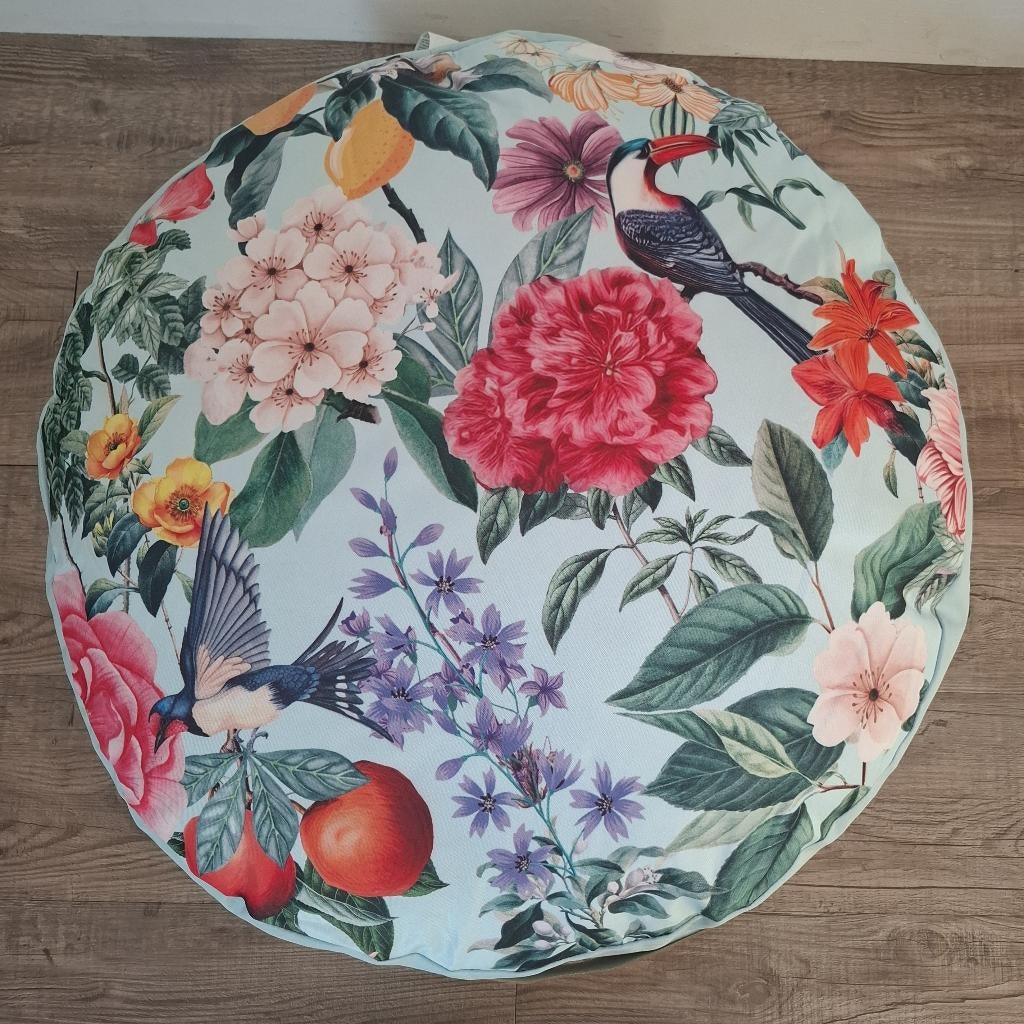 Nieuw Zitkussen met print rond bloemen blauw baby 60x10, Ophalen, Nieuw, Overige typen