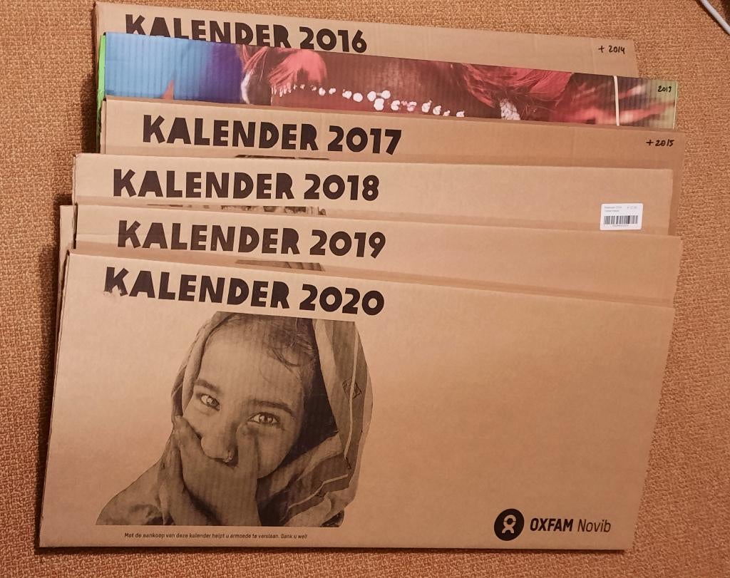Oxfam Novib kalender jaargang 2014 t/m 2025, Diversen, Kalenders, Ophalen, Maandkalender, Gebruikt