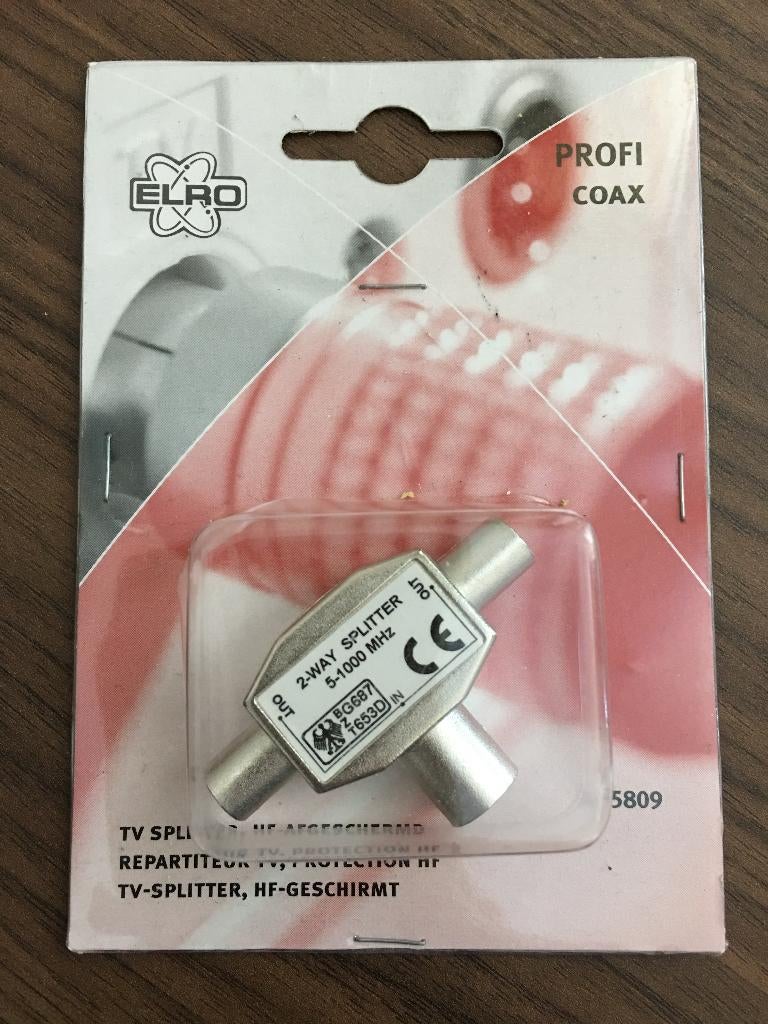 Elro TV-splitter (NIEUW), Verzenden, Nieuw, Minder dan 2 meter, Tv-kabel