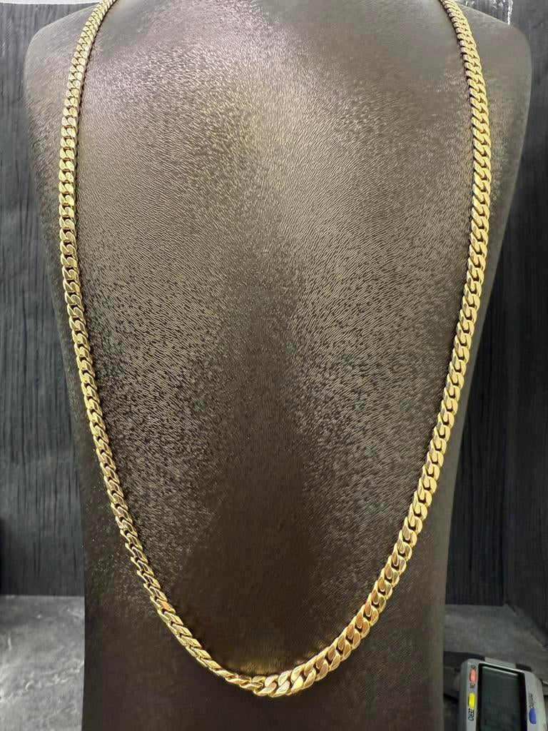 Prachtige 14 karaats gouden massieve cuban ketting, Sieraden, Tassen en Uiterlijk, Kettingen, Nieuw, Goud, Ophalen of Verzenden