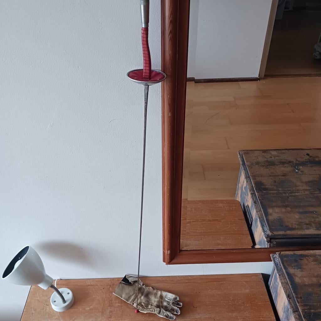 Floret met leren handschoen voor schermen, Maat M, Ophalen of Verzenden, Gebruikt, Schermen