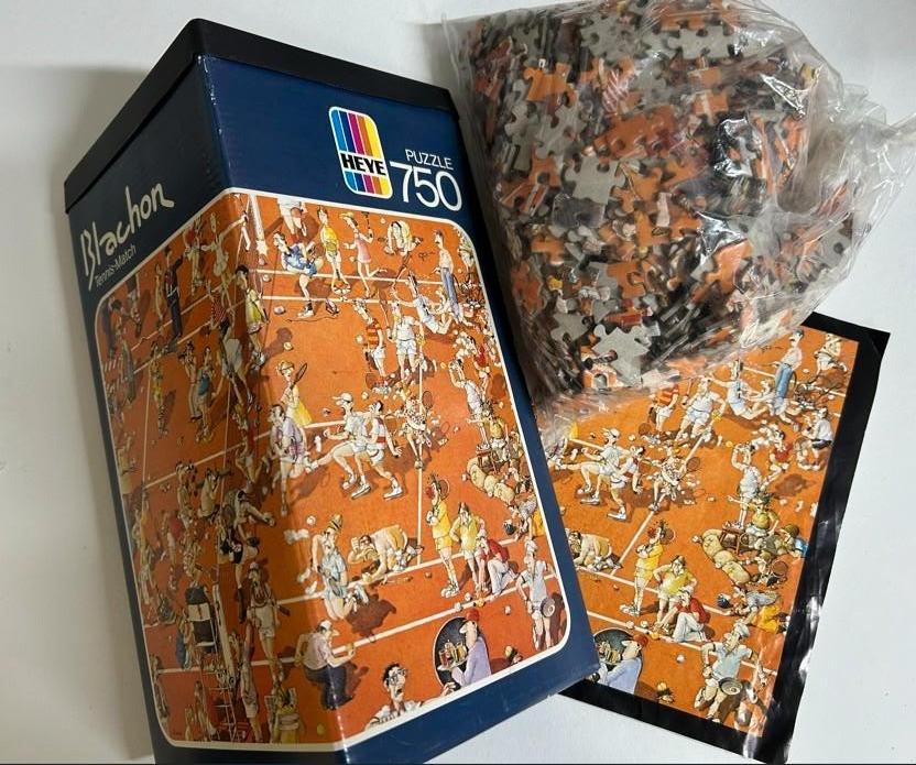 Heye Puzzel legpuzzel Blachon Tennis-Match compleet & poster, Ophalen of Verzenden, 500 t/m 1500 stukjes, Zo goed als nieuw, Legpuzzel
