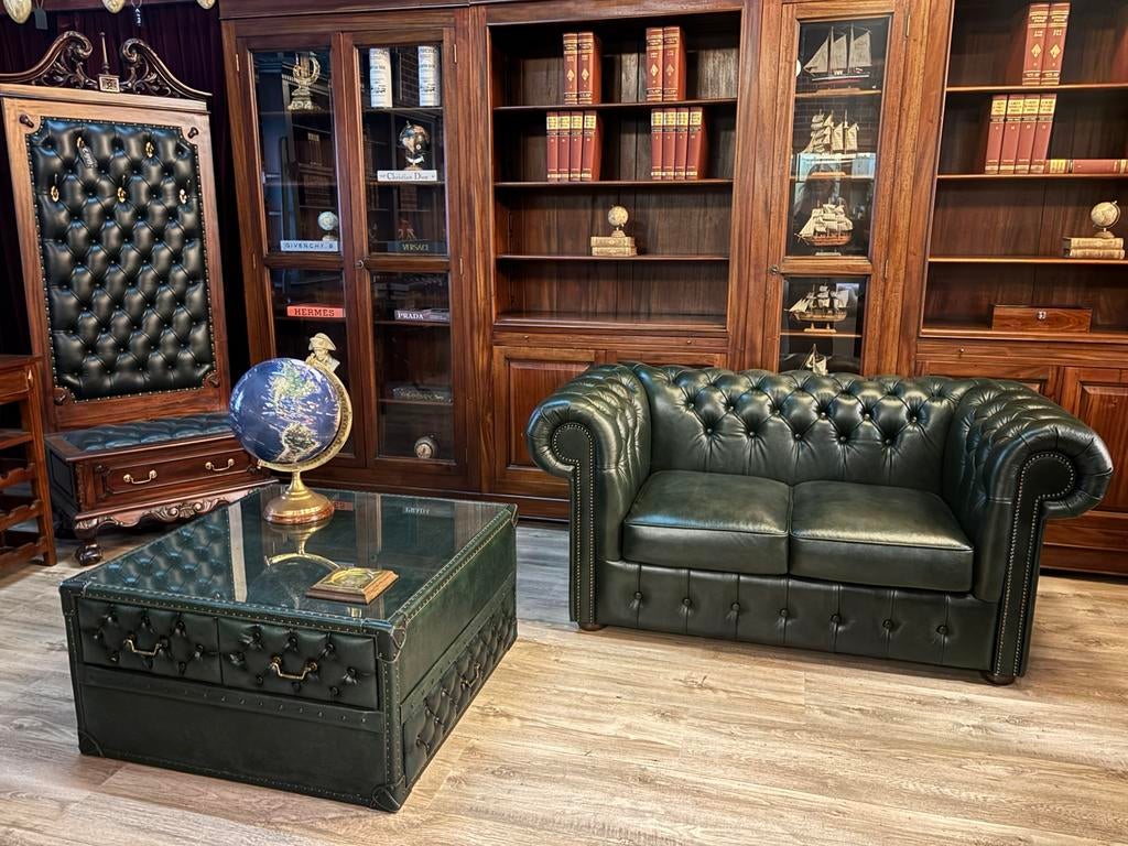 Chesterfield salontafel groen leer, Ophalen, Info@chesterfieldjunkie.nl, Zo goed als nieuw, The chesterfield brand