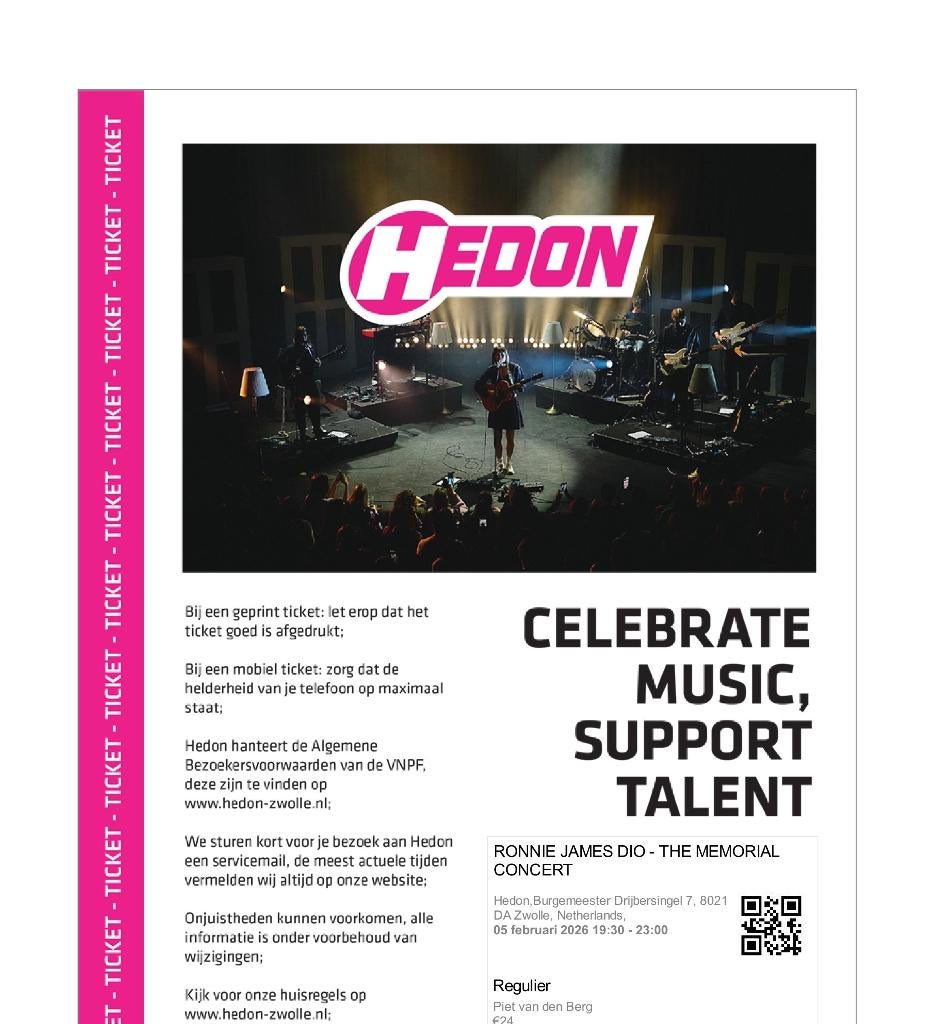 toegangskaarten Ronnie James Dio - The Memorial Concert, Twee personen, Februari, Hard Rock of Metal