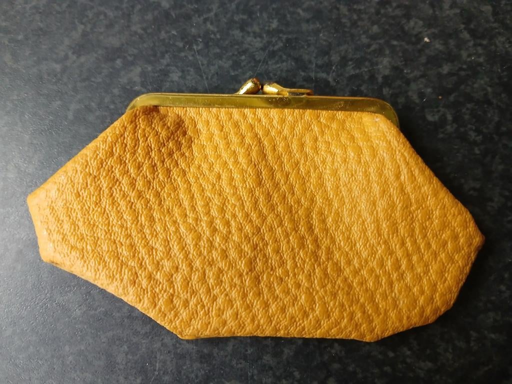 Vintage bruine knip portemonnee., Ophalen, Zo goed als nieuw, Bruin, Met knipsluiting