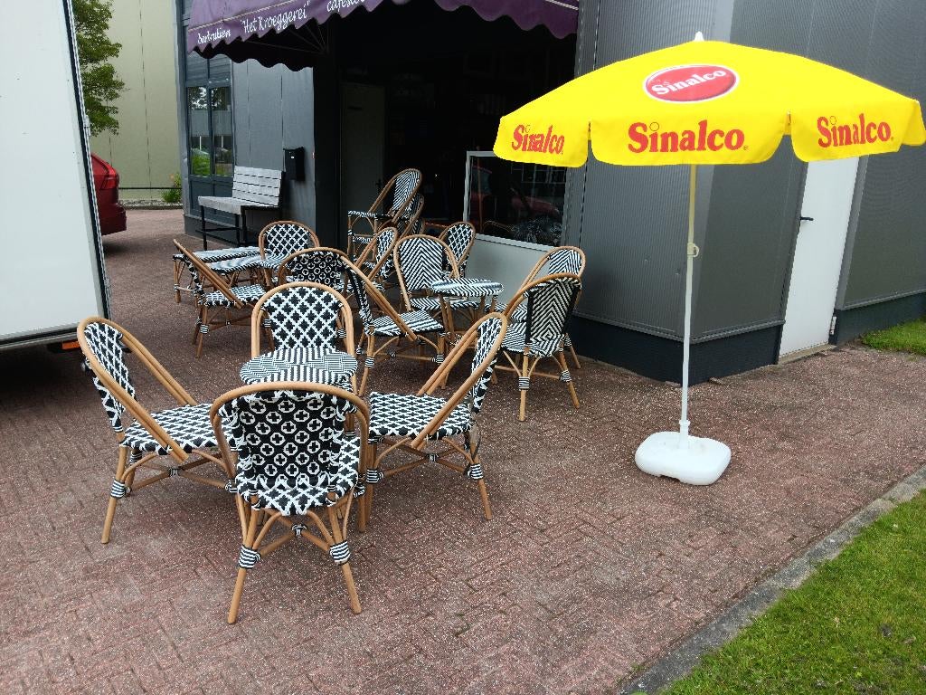 Nieuwe MICA decorations terrasstoelen, tafeltjes en hockers, Ophalen, Bistro, Zwart, Nieuw