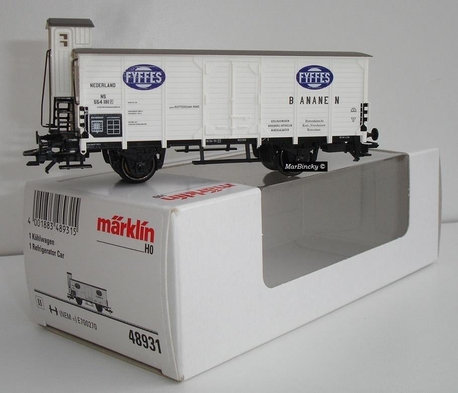 Märklin 48931 Fyffes Bananen Koelwagen met Remmershuis NL !, Hobby en Vrije tijd, Wisselstroom, Ophalen of Verzenden, NS, Märklin