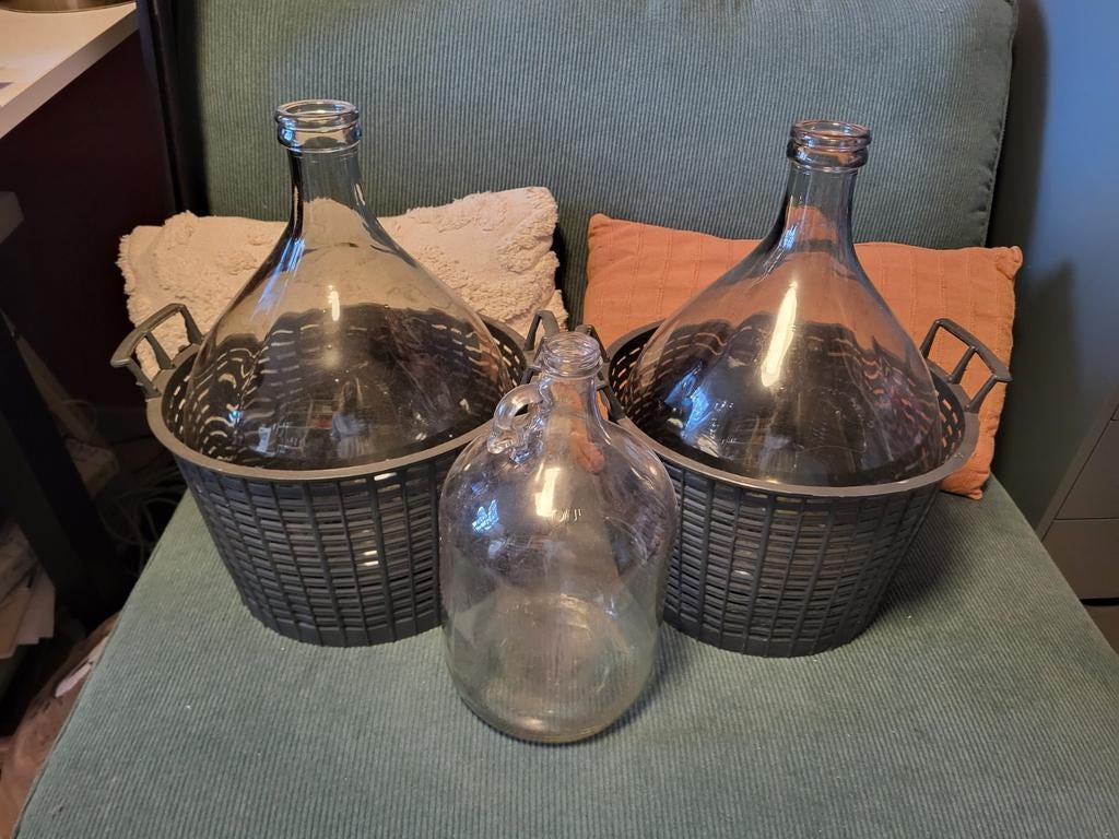 2 Mandflessen 10L/ Gistfles /Wijnfles / Dame Jeanne, Ophalen, Zo goed als nieuw