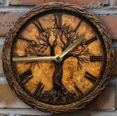 Vintage ronde wandklok van metaal - Levensboom (20cm), Huis en Inrichting, Woonaccessoires | Klokken, Nieuw, Wandklok, Ophalen of Verzenden