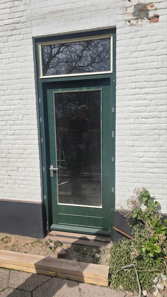 Harde houten buitendeur met glas 88x201.5 cm, Ophalen, Gebruikt, 80 tot 100 cm, Buitendeur