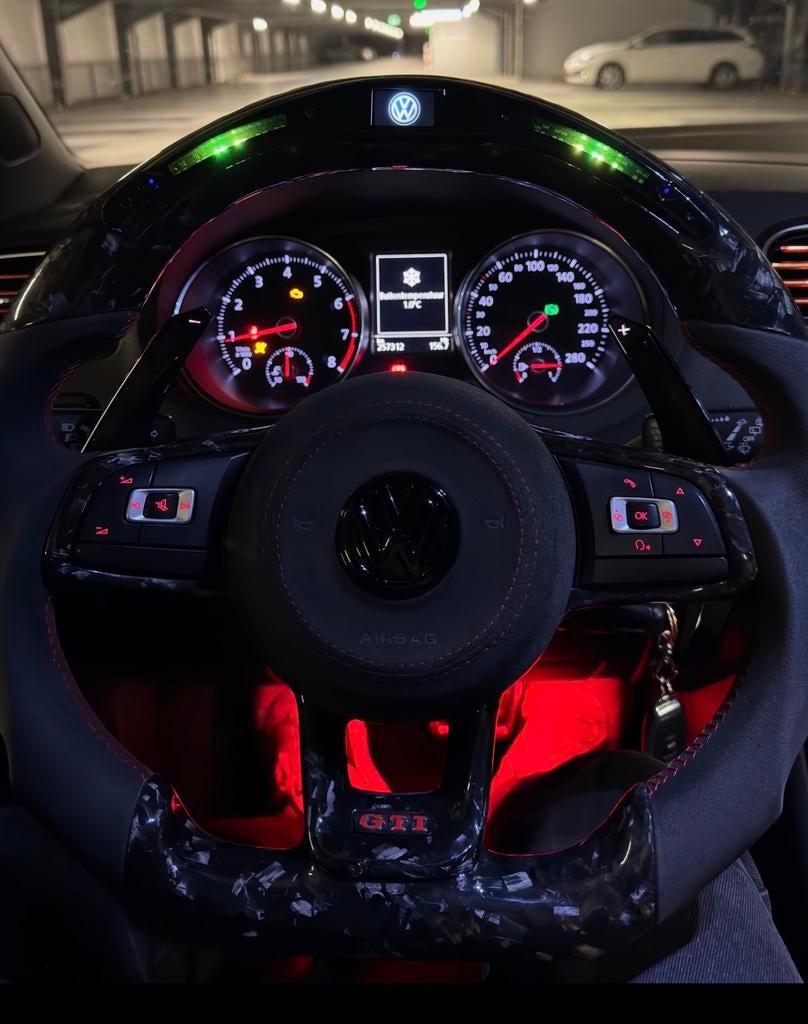Volkswagen Forged Carbon Sport Stuur LED flippers, Ophalen of Verzenden, Gebruikt, Volkswagen