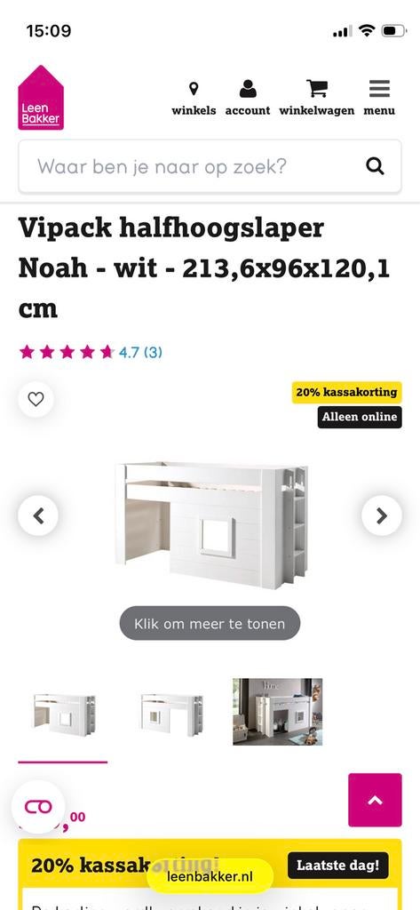 Halfhoogslaper, Kinderen en Baby's, Kinderkamer | Stapelbedden en Hoogslapers, Ophalen, Gebruikt, Halfhoogslaper