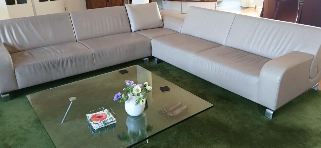 Leolux B-flat hoekbank, rugleuning verstelbaar, Ophalen, Gebruikt, Hoekbank, Leer