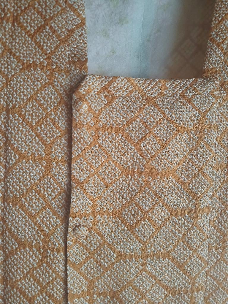 Traditionele Japanse Kimono michiyuki jas orange shibori, Ophalen of Verzenden